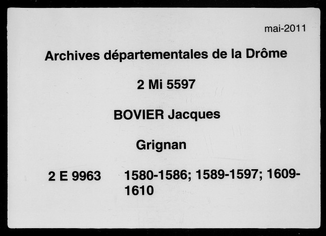 1er janvier 1580-12 mai 1610