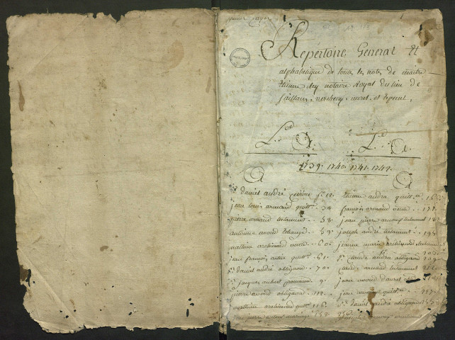 Répertoire général (1739-1786).