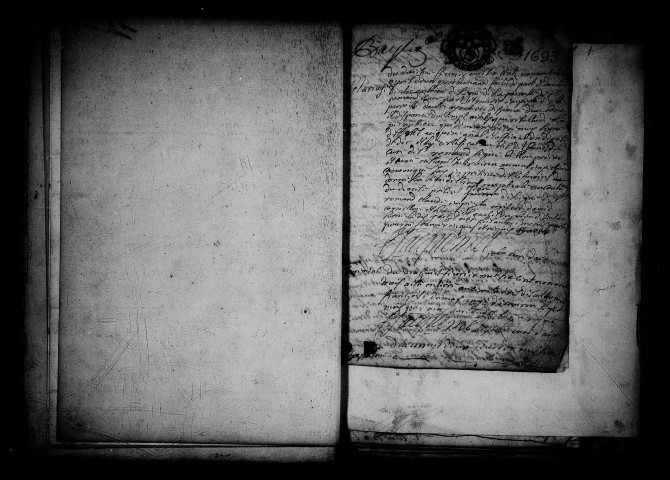 Baptêmes, mariages, sépultures (1693-1738).