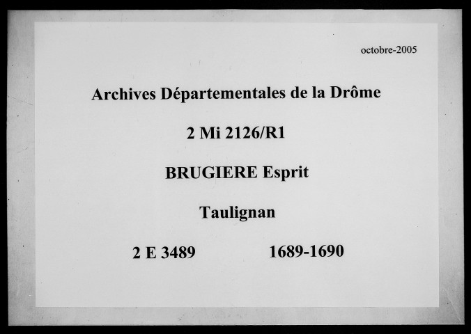 6 décembre 1689-16 novembre 1690