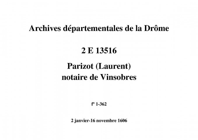 2 janvier-16 novembre 1606