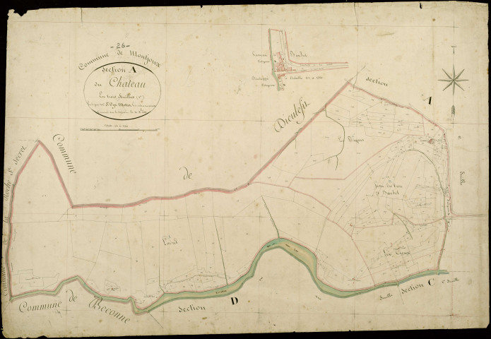 Section A1, Château (le). Barjol (hameau de), Prades (les) (lieu-dit, parcelles n° 333 bis-339) (agrandissements).