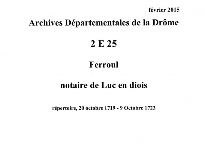 20 octobre 1719-9 octobre 1723