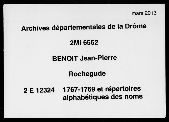 8 janvier 1767-24 novembre 1769