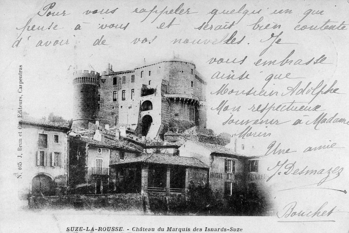 Suze-la-Rousse.- Vue du château et d'une partie du village.