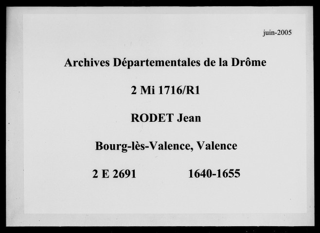 6 août 1640-29 septembre 1655