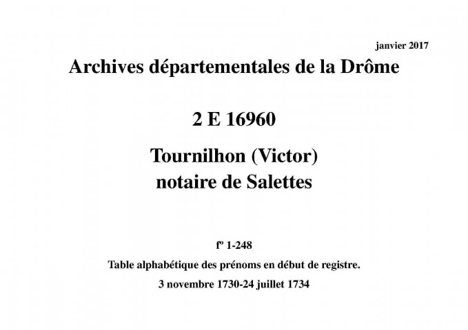 3 novembre 1730-24 juillet 1734