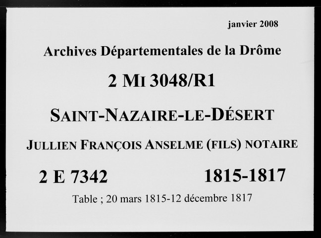 20 mars 1815-12 décembre 1817