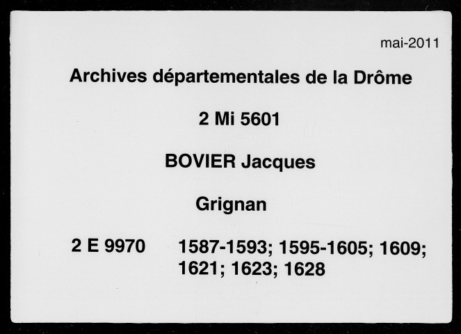 1er janvier 1587-27 avril 1628
