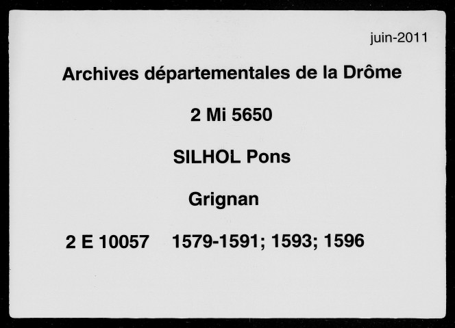 1er janvier 1579-31 janvier 1596