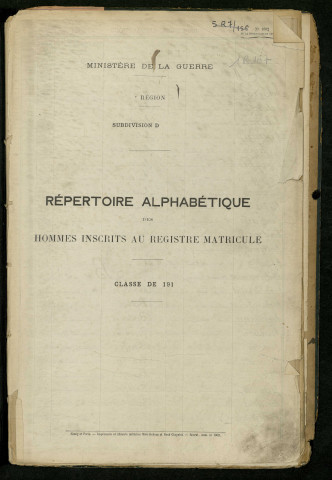 Table alphabétique.