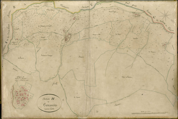 Section H2, Toussière. Fauries (hameau des) (agrandissement).