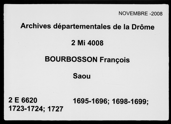 9 décembre 1695-11 octobre 1727