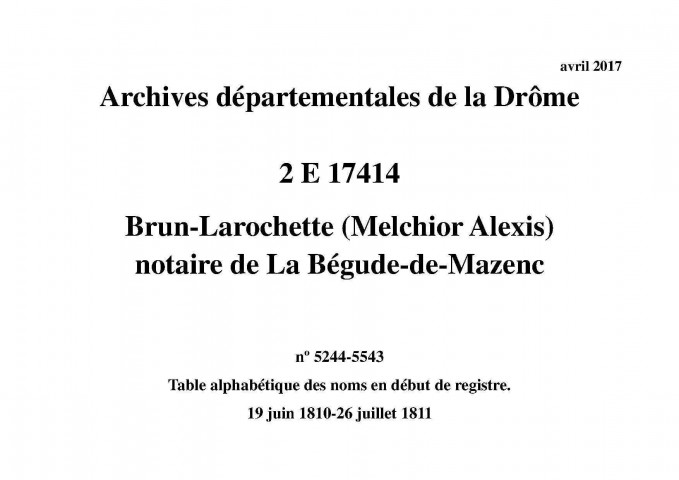 19 juin 1810-26 juillet 1811
