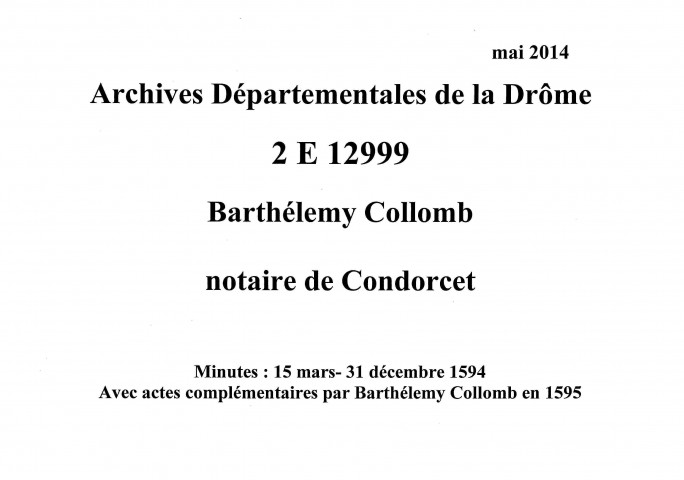 15 mars-31 décembre 1594