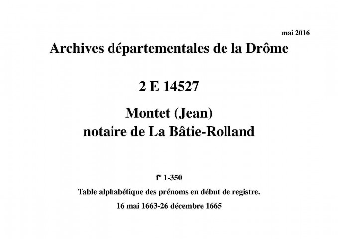 16 mai 1663-26 décembre 1665