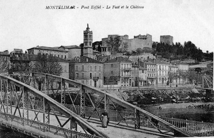 Vue de la ville et du pont Eiffel sur le Roubion.