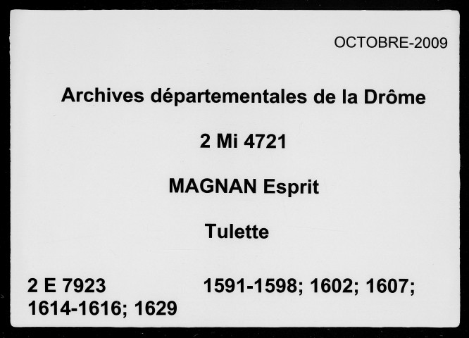 4 janvier 1591-29 octobre 1629