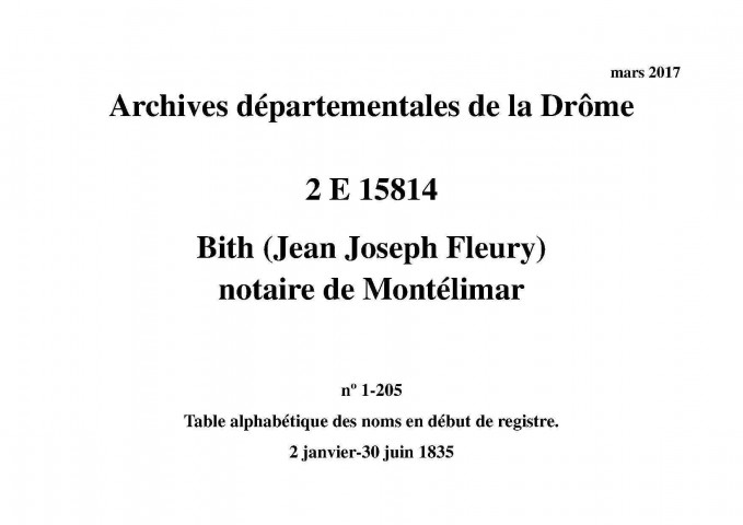2 janvier-30 juin 1835
