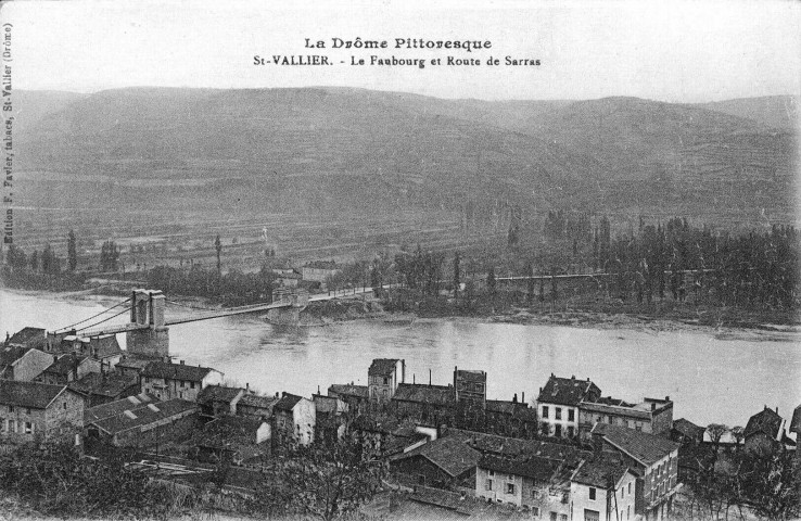 Le pont suspendu sur le Rhône, détruit en 1944.