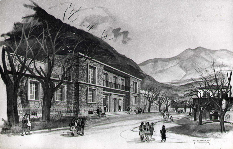 Groupe scolaire suivant le dessin de l'architecte Mr Bovet.