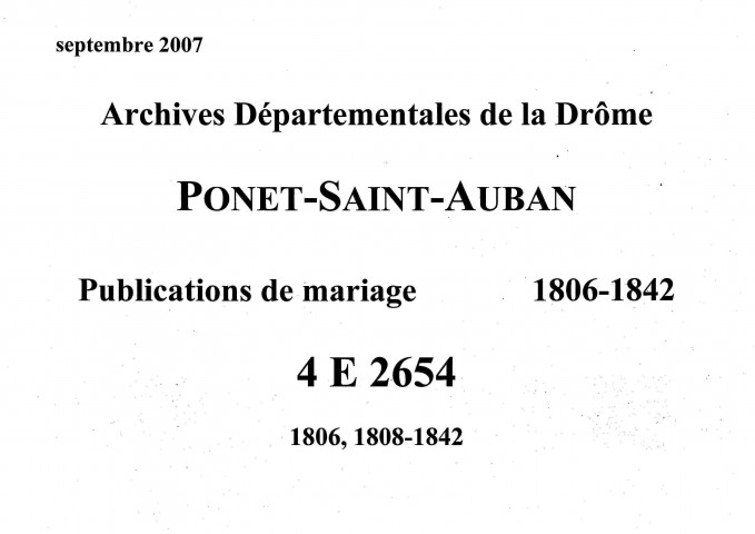 Publications de mariages (1806-1842).