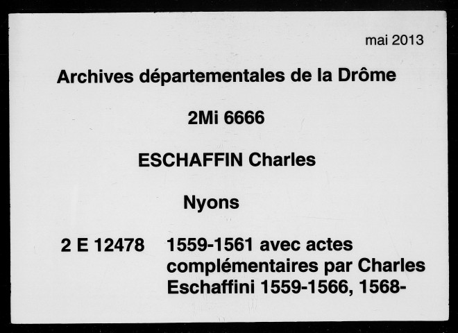 Notes brèves (15 décembre 1559-6 janvier 1561).