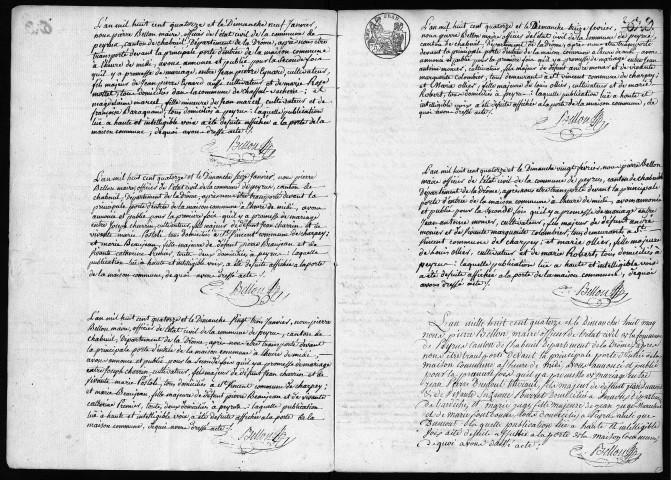 Publications de mariages (1814-1821).