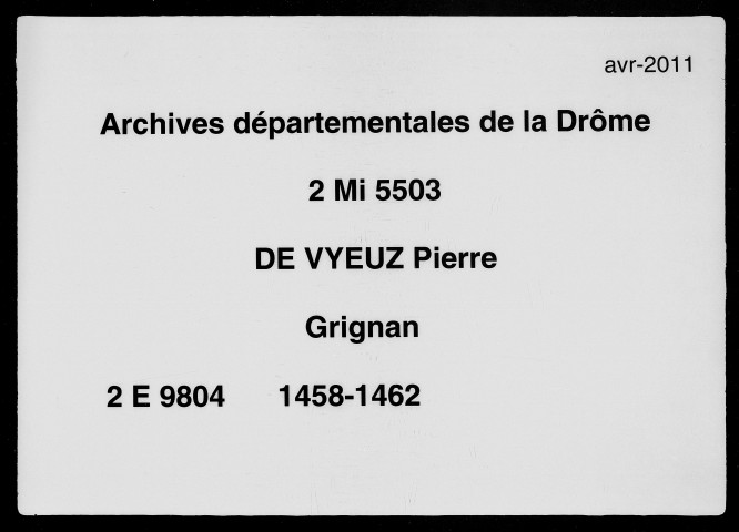 6 novembre 1458-6 février 1462