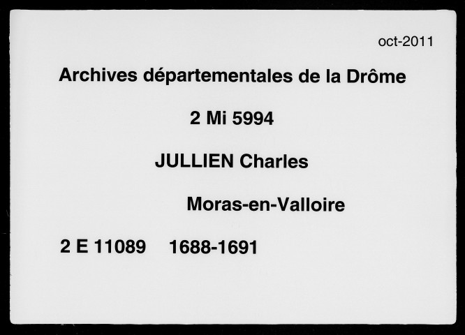 29 janvier 1688-3 janvier 1691