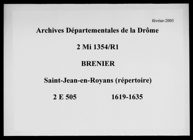 Répertoire général (1619-1635).