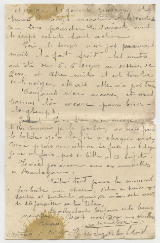 Lettres envoyées à sa femme Marie.