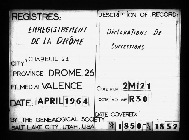 20 août 1850 - 3 février 1852