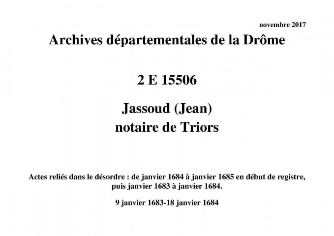 9 janvier 1683-18 janvier 1684