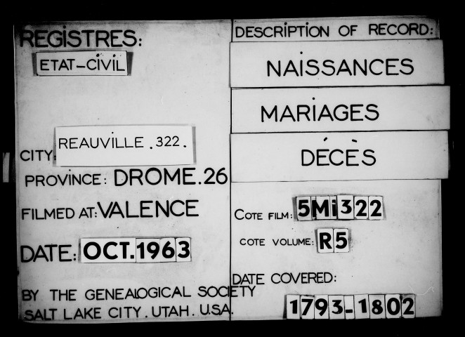 Naissances, mariages, décès (1793-an X).