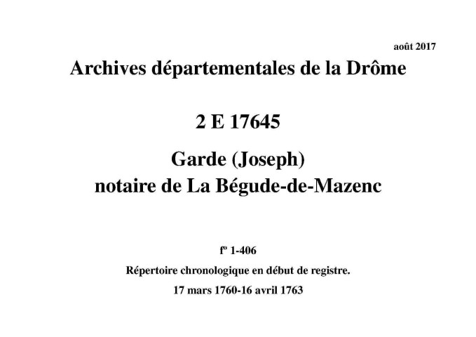 17 mars 1760-16 avril 1763