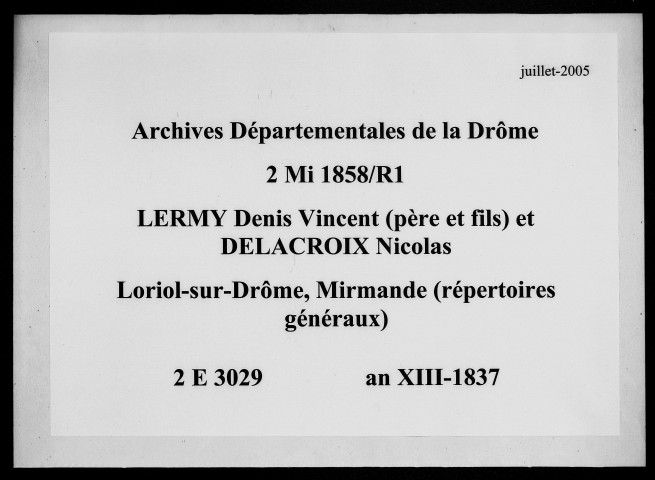 Répertoire général (an XIII-1837).