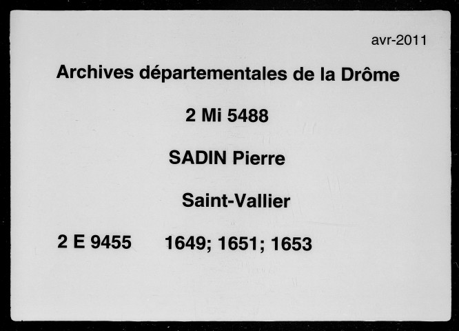 1er janvier 1649-20 novembre 1653