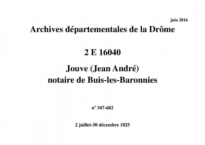 2 juillet-30 décembre 1825