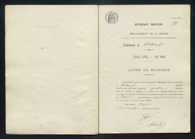 Mariages (1916-1924).