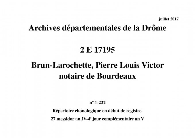 27 messidor an IV-4e jour complémentaire an V