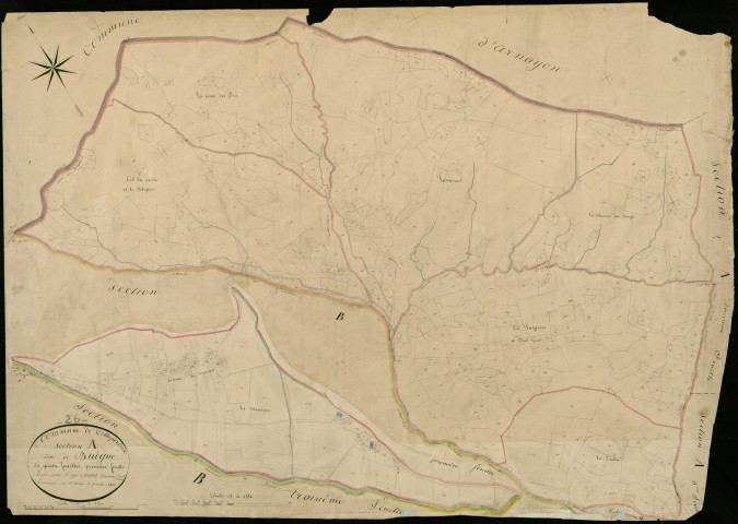 Section A1, Buègue. Mouriers (les) (hameau et lieu-dit) (agrandissement).