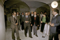 Romans-sur-Isère.- Pose de la première pierre de la galerie des métiers au Musée de la Chaussure par le Préfet A. Roche en novembre 1976.