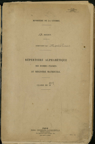 Table alphabétique.