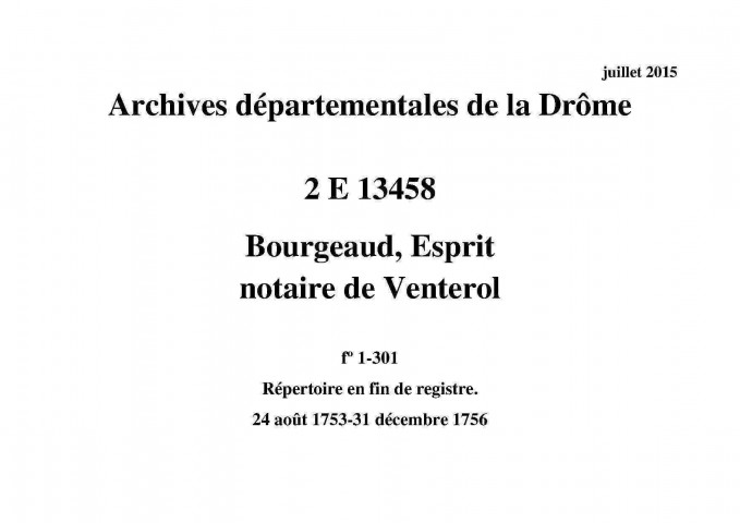 24 août 1753-31 décembre 1756