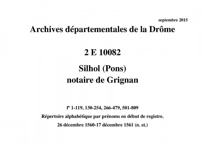26 décembre 1560-17 décembre 1561 (n. st.)