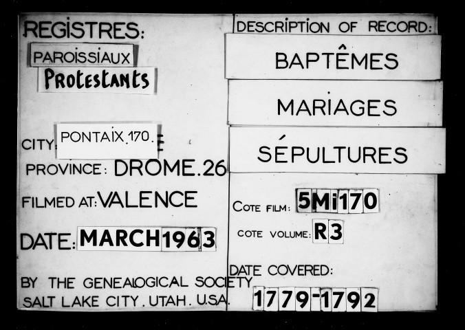 Baptêmes, mariages, sépultures (1779-1792).