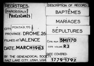 Baptêmes, mariages, sépultures (1779-1792).