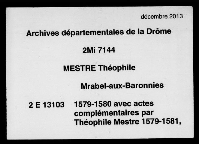 31 mars 1579-30 décembre 1580