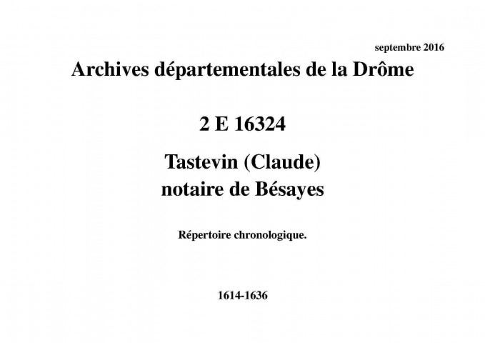 Répertoire chronologique (1614-1636).